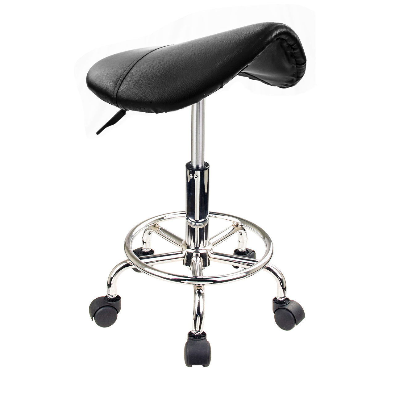 Forever Beauty Black Salon Barber Stool Swivel Saddle Type