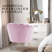 Thumbnail for La Bella Shell Scallop Pink Armchair Accent Chair Velvet + Round Ottoman Footstool