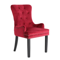 Thumbnail for La Bella Bordeaux Red French Provincial Dining Chair Ring Studded Lisse Velvet Rubberwood