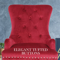 Thumbnail for La Bella Bordeaux Red French Provincial Dining Chair Ring Studded Lisse Velvet Rubberwood