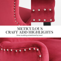 Thumbnail for La Bella Bordeaux Red French Provincial Dining Chair Ring Studded Lisse Velvet Rubberwood