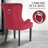 Thumbnail for La Bella Bordeaux Red French Provincial Dining Chair Ring Studded Lisse Velvet Rubberwood