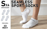 Thumbnail for Rexy 4 Pack Small White Seamless Sport Sneakers Socks Non-Slip Heel Tab