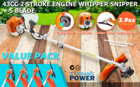 Thumbnail for Dynamic Power Garden Whipper Snipper Brush Cutter 43cc + 4 Blade