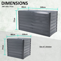 Thumbnail for Home Ready 240 x 80 x 77cm Grey 2-in-1 Raised Garden Bed Galvanised Steel Planter