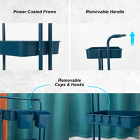 Thumbnail for Kandoka 2 Tier Blue Trolley Cart Storage Utility Rack Organiser Swivel Kitchen