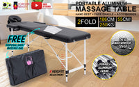 Thumbnail for Forever Beauty Black Portable Beauty Massage Table Bed Therapy Waxing 2 Fold 55cm Aluminium