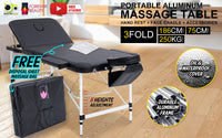 Thumbnail for Forever Beauty Black Portable Beauty Massage Table Bed Therapy Waxing 3 Fold 75cm Aluminium