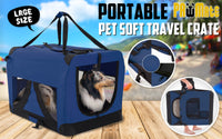 Thumbnail for Paw Mate Blue Portable Soft Dog Cage Crate Carrier L