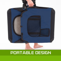 Thumbnail for Paw Mate Blue Portable Soft Dog Cage Crate Carrier L