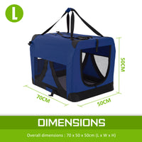 Thumbnail for Paw Mate Blue Portable Soft Dog Cage Crate Carrier L