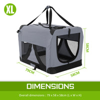 Thumbnail for Paw Mate Grey Portable Soft Dog Cage Crate Carrier XL