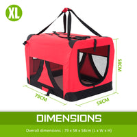 Thumbnail for Paw Mate Red Portable Soft Dog Cage Crate Carrier XL