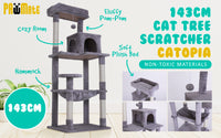 Thumbnail for Paw Mate 143cm Grey Cat Tree CATOPIA Sisal Scratching Post Scratcher Pole Condo House Tower