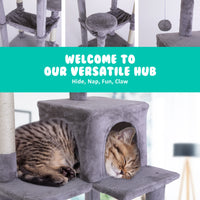 Thumbnail for Paw Mate 143cm Grey Cat Tree CATOPIA Sisal Scratching Post Scratcher Pole Condo House Tower