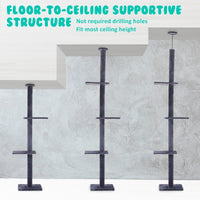 Thumbnail for Paw Mate 278cm Grey Cat Tree PILLAR Scratcher Adjustable Floor to Ceiling Condo Tower