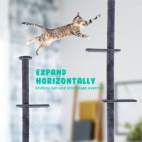 Thumbnail for Paw Mate 278cm Grey Cat Tree PILLAR Scratcher Adjustable Floor to Ceiling Condo Tower