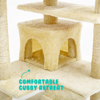 Thumbnail for Paw Mate 130cm Beige Cat Tree Soho Multi Level Scratcher