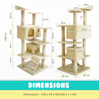 Thumbnail for Paw Mate 130cm Beige Cat Tree Soho Multi Level Scratcher