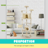 Thumbnail for Paw Mate 201cm Beige Cat Tree Parala Multi Level Scratcher