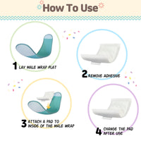Thumbnail for PawPang M Dog Wrap Reusable Male + 10 Ct M Diaper Booster Pads Disposable