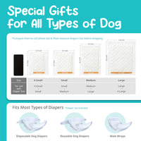 Thumbnail for PawPang M Dog Wrap Reusable Male + 10 Ct M Diaper Booster Pads Disposable
