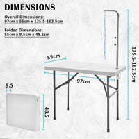 Thumbnail for Paw Mat 97cm White Dog Cat Pet Grooming Salon Table Foldable Carry Height Adjustable