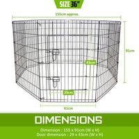 Thumbnail for Paw Mate Pet Playpen 8 Panel 36in Foldable Dog Exercise Enclosure Fence Cage
