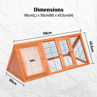 Thumbnail for Paw Mate 118 x 50 x 45cm Rabbit Hutch Chicken Coop Triangle Cage Run