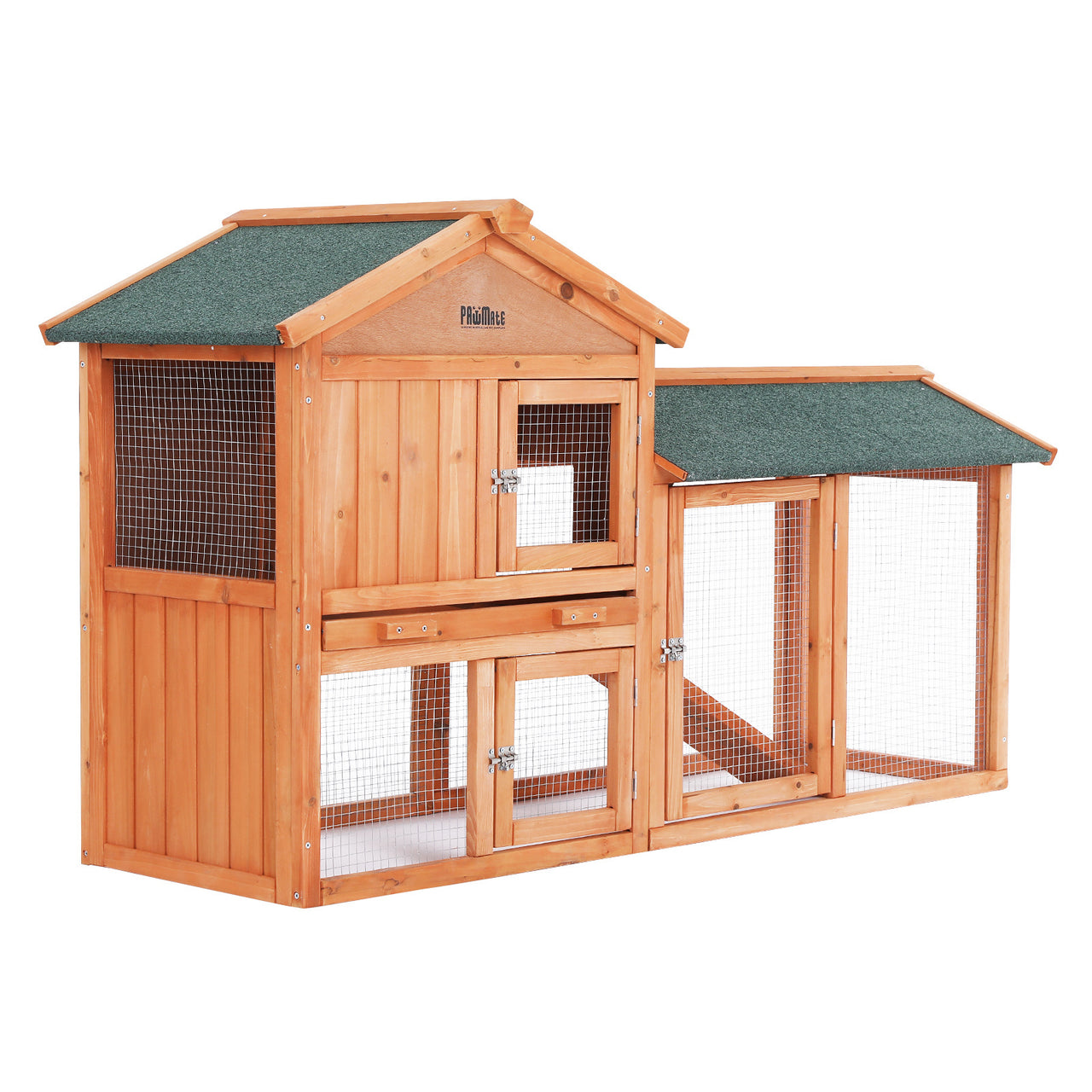 Paw Mate 148 x 44 x 84.5cm Rabbit Hutch Chicken Coop 2 Storey Pet Cage Run