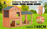 Thumbnail for Paw Mate 148 x 44 x 84.5cm Rabbit Hutch Chicken Coop 2 Storey Pet Cage Run