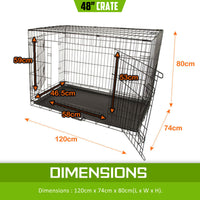 Thumbnail for Paw Mate Wire Dog Cage Foldable Crate Kennel 48in with Tray