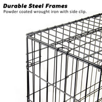Thumbnail for Paw Mate Wire Dog Cage Foldable Crate Kennel 24in with Tray + Cushion Mat Combo