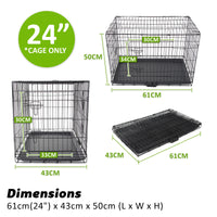 Thumbnail for Paw Mate Wire Dog Cage Foldable Crate Kennel 24in with Tray + Cushion Mat Combo