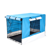 Thumbnail for Paw Mate Wire Dog Cage Foldable Crate Kennel 30in with Tray + Blue Cover Combo
