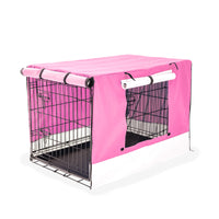 Thumbnail for Paw Mate Wire Dog Cage Foldable Crate Kennel 30in with Tray + Pink Cover Combo
