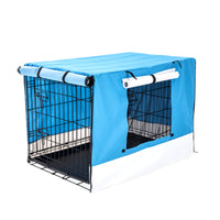 Thumbnail for Paw Mate Wire Dog Cage Foldable Crate Kennel 36in with Tray + Blue Cover Combo