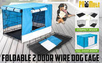 Thumbnail for Paw Mate Wire Dog Cage Foldable Crate Kennel 48in with Tray + Blue Cover Combo