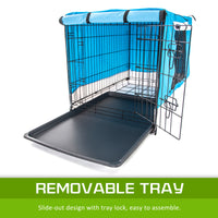 Thumbnail for Paw Mate Wire Dog Cage Foldable Crate Kennel 48in with Tray + Blue Cover Combo