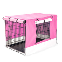 Thumbnail for Paw Mate Wire Dog Cage Foldable Crate Kennel 48in with Tray + Pink Cover Combo