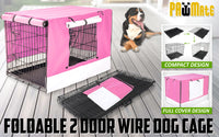 Thumbnail for Paw Mate Wire Dog Cage Foldable Crate Kennel 48in with Tray + Pink Cover Combo