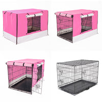 Thumbnail for Paw Mate Wire Dog Cage Foldable Crate Kennel 48in with Tray + Pink Cover Combo