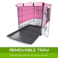 Thumbnail for Paw Mate Wire Dog Cage Foldable Crate Kennel 48in with Tray + Pink Cover Combo