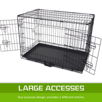 Thumbnail for Paw Mate Wire Dog Cage Foldable Crate Kennel 48in with Tray + Pink Cover Combo