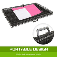 Thumbnail for Paw Mate Wire Dog Cage Foldable Crate Kennel 48in with Tray + Pink Cover Combo