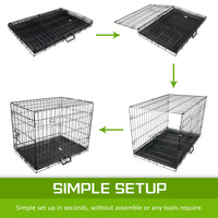 Thumbnail for Paw Mate Wire Dog Cage Foldable Crate Kennel 48in with Tray + Pink Cover Combo