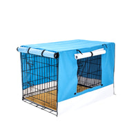 Thumbnail for Paw Mate Wire Dog Cage Crate 24in with Tray + Cushion Mat + Blue Cover Combo