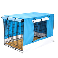 Thumbnail for Paw Mate Wire Dog Cage Crate 48in with Tray + Cushion Mat + Blue Cover Combo
