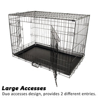 Thumbnail for Paw Mate Wire Dog Cage Crate 48in with Tray + Cushion Mat + Pink Cover Combo
