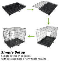 Thumbnail for Paw Mate Wire Dog Cage Crate 48in with Tray + Cushion Mat + Pink Cover Combo